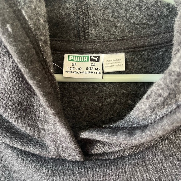 Puma Youth Girls Hoodie Sweatshirt L (12–14) Gray Rainbow Logo Pullover NWOT - Picture 8 of 11